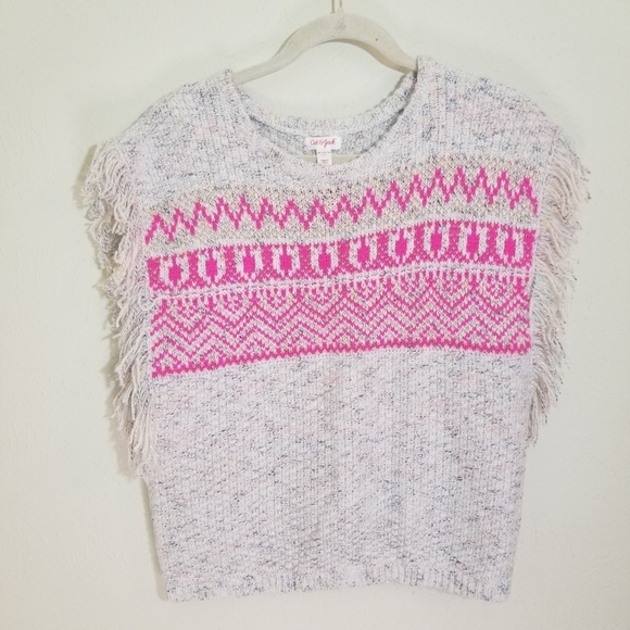 Cat & Jack Other - XL Girls Sleeveless Fair Isle Fringe Boho Style Sw